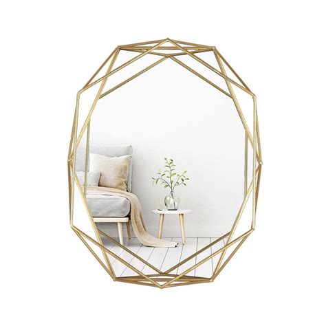 Mirrorize Canada 22 In X 17 In Framed Gold Hexagon Wall Mirror