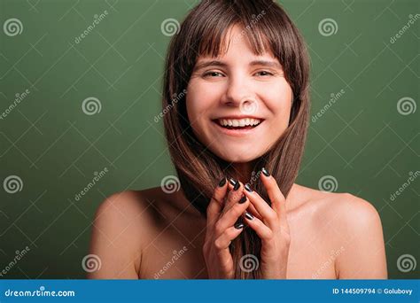 Delighted Cheerful Glad Emotion Lady Portrait Stock Photo Image Of