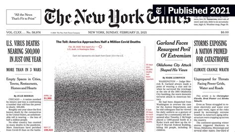 New York Times Depicts Total Covid Death Toll On Front Page The New