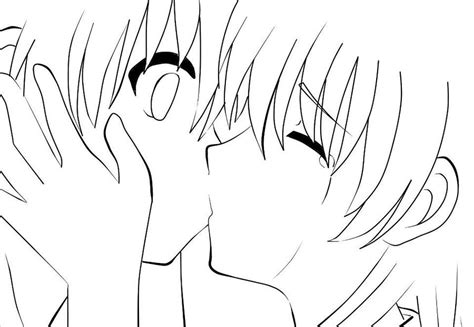 Anime Couples Kissing Sketches Sketch Coloring Page