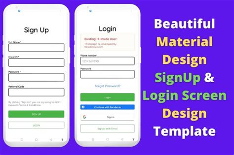 Create Beautiful Material Design Sign Up Registration And Login