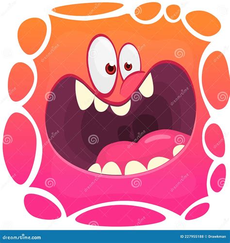 Angry Cartoon Monster Character Face Expression Illustration Of Cute And Scary Mythical Alien