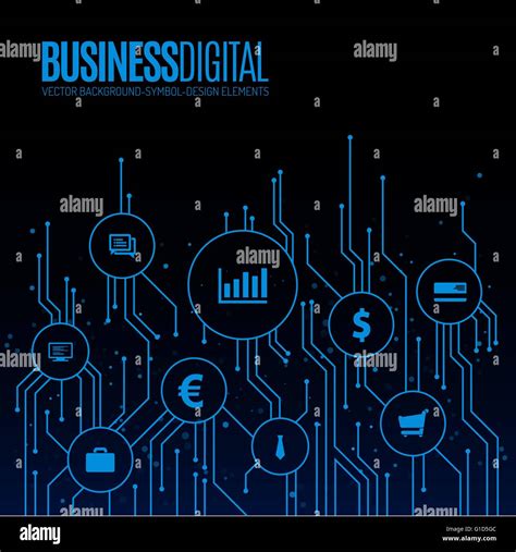 Digital Lines With Bubbles For Business Symbols Technology Vector