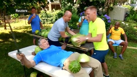 Man Slices Watermelons On Stomach To Set New Guinness World Record Youtube
