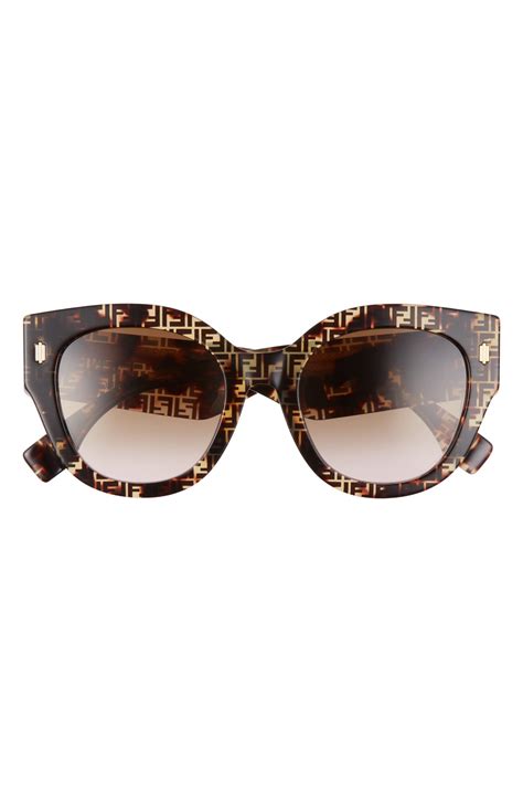 Women’s Fendi 53mm Logo Lens Round Sunglasses Havana Python Brwn Pink Grad Fashion Gone Rogue