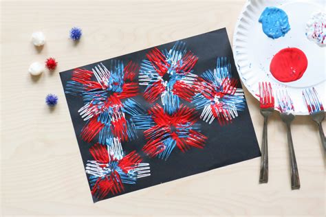 Fork Stamped Fireworks Craft Toddler At Play