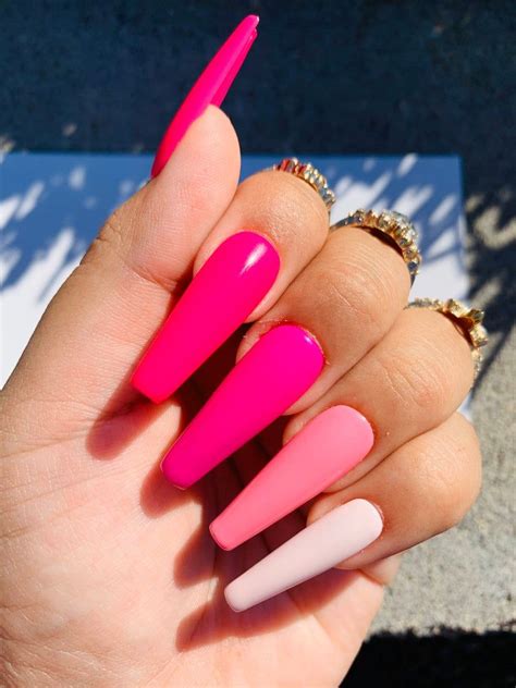 The most common acrylic pink nails material is plastic. Pink Nails Press On Nails Hot Pink Nails Pastel Pink Nails ...