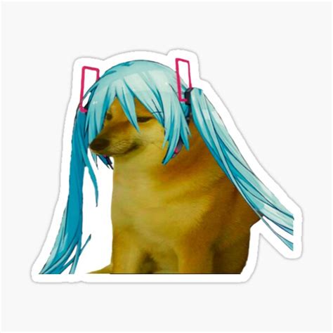 Hatsune Miku Cheems Meme Stickermagnet Sticker For Sale By Edd134