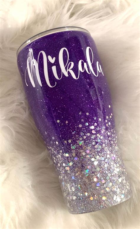 Purple And Chunky Bling Glitter Ombre Tumbler Glitter Etsy