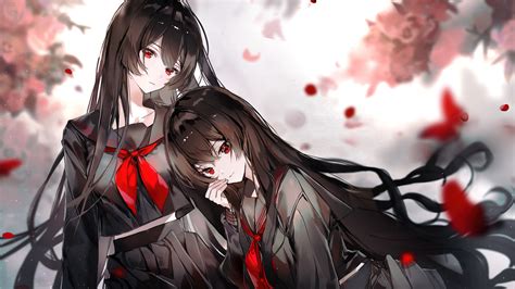 Black Hair Long Hair Red Eyes Hd Anime Girl Wallpapers Hd Wallpapers