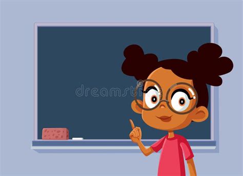 African Female Teacher Standing In Front Of A Blackboard Stock Vector