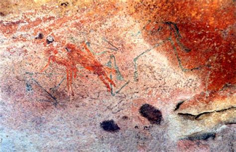 Ancient Cave Paintings At Bhimbetka Caves In India Which Have Been