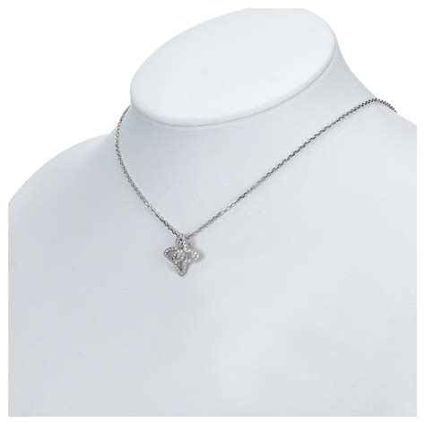 Louis Vuitton Silver Quatrefoil Diamond Necklace Silvery Metal Ref