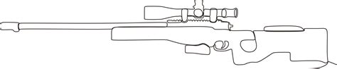 Continuous Line Drawing Of Sniper Riflevector Illustration 20264702