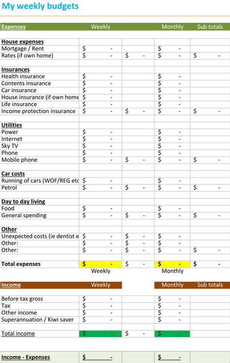 Revenue Spreadsheet Template 10 Personal Income And Expenses