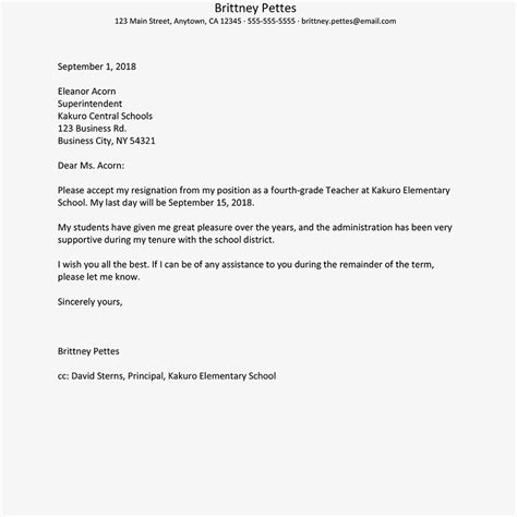 Teacher Resignation Letter With Gratitude Phillyherof