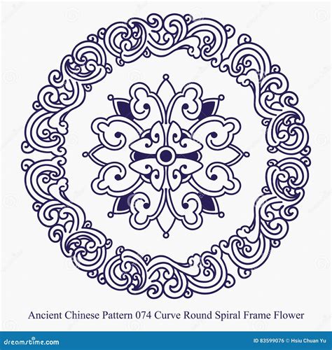 Ancient Chinese Pattern Of Curve Round Spiral Frame Flower Stock Vector
