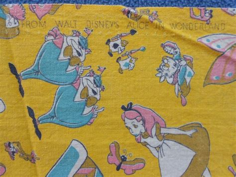 Vintage Walt Disney Alice In Wonderland Fabric Vintage Quilt Fabric