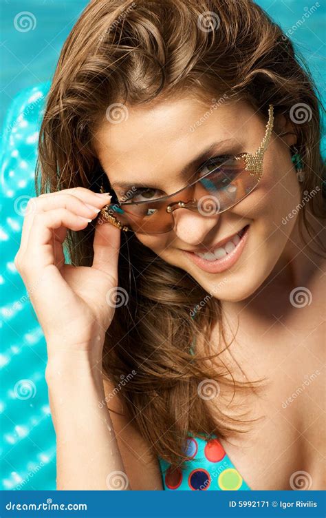 Beautiful Woman In Sunglasses Stock Image Image Of Shades Pool