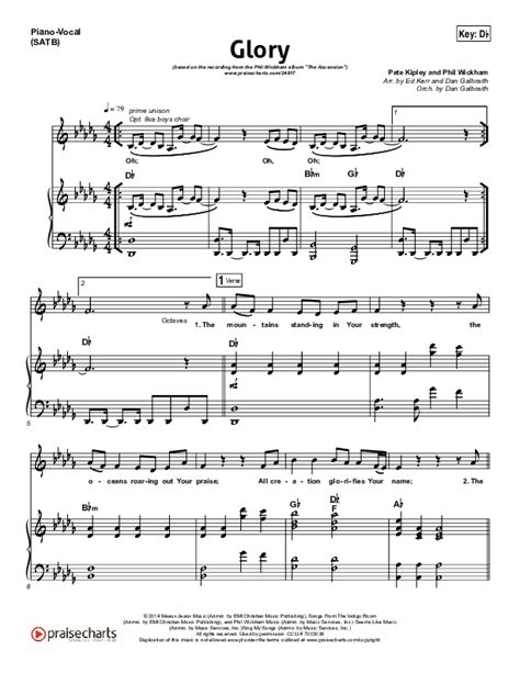 Glory Sheet Music Pdf Phil Wickham Praisecharts