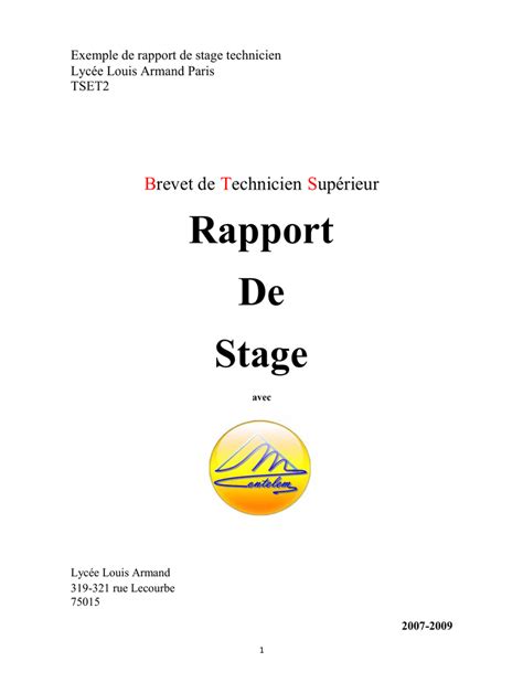 Rapport De Stage Exemple