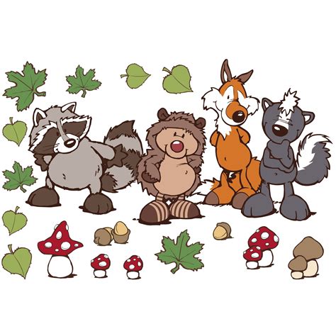 Fuchs, torte, backen, kerze, hut, geburtstag, kuchen. Wandtattoo NICI Forest Friends Igel Fuchs & Co