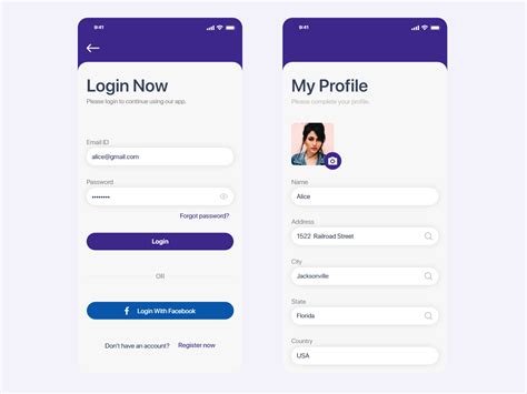 Login And Profile Screen App Design Uplabs