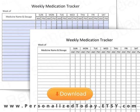 Weekly Medication Tracker Pdf Download Printable Print And Etsy In