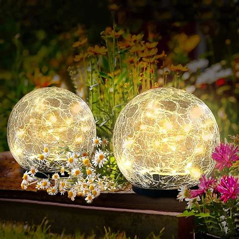 Solar Light Cracked Glass Ball Led Lights Outdoor Lighting Waterproof