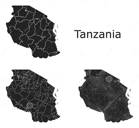 Tansania Karte Mit Regionalen Spaltung Vektor Abbildung Illustration