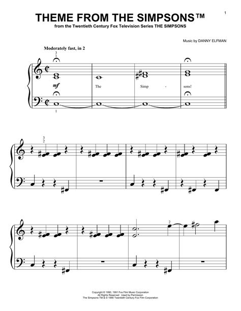 The Simpsons Theme Tune Sheet Music