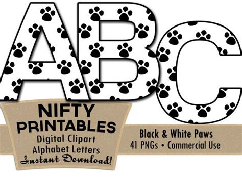 The youngsters can enjoy paw patrol badge black and white, math worksheets, alphabet worksheets, coloring worksheets and drawing worksheets. Paw Prints Alphabet Letters Set - Black and White Animal ...