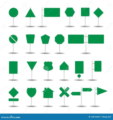 A Pack Of Road Signs And Junctions Flat Vector Icons Royalty Free Stock