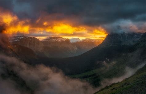Nature Landscape Glacier National Park Sunrise Mountain Forest Clouds