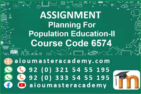 Planning For Population Education Ii Code 6574 Assignments Of Autumn 2021