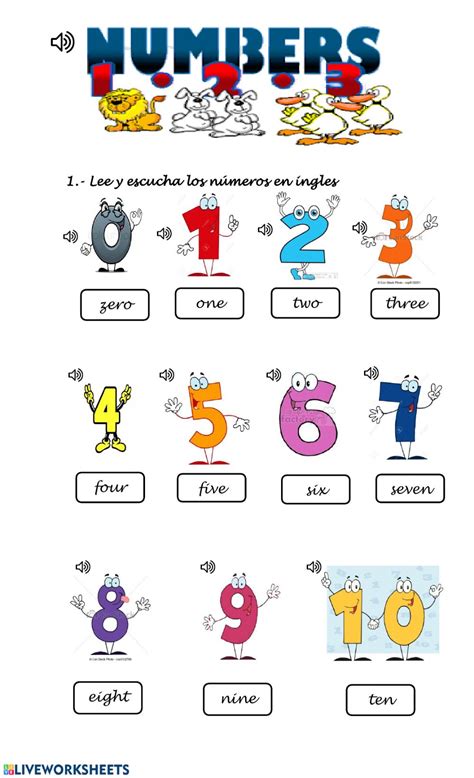 Numbers 1 To 10 Interactive Worksheet