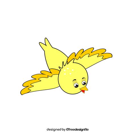 Cute Yellow Bird Flying Clipart Vector Free Download