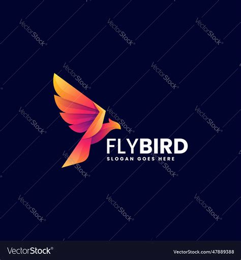 Logo Fly Bird Gradient Colorful Style Royalty Free Vector