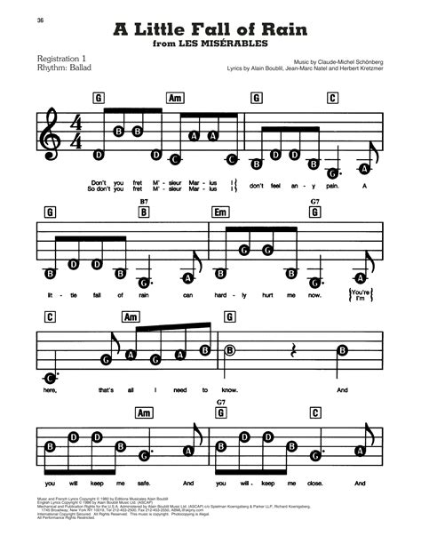 A Little Fall Of Rain From Les Miserables Sheet Music Boublil