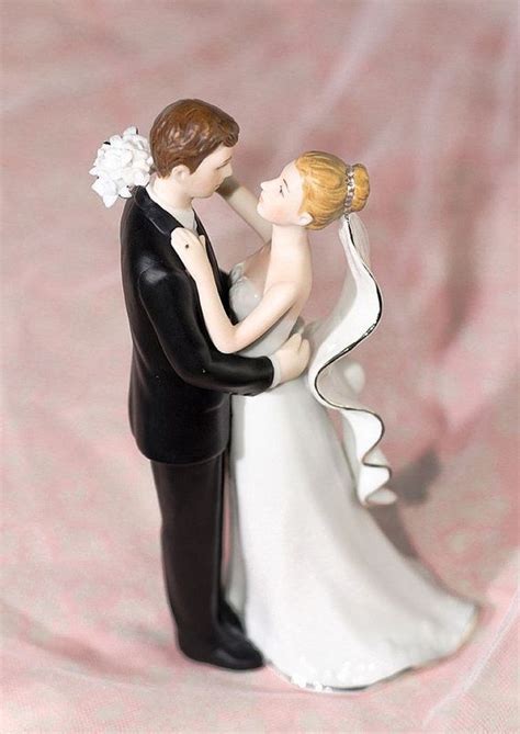 White And Silver Porcelain Cake Topper Figurine Custom Painted Hair