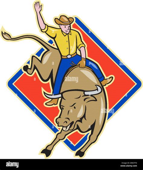 Rodeo Cowboy Bull Riding Cartoon Hi Res Stock Photography And Images