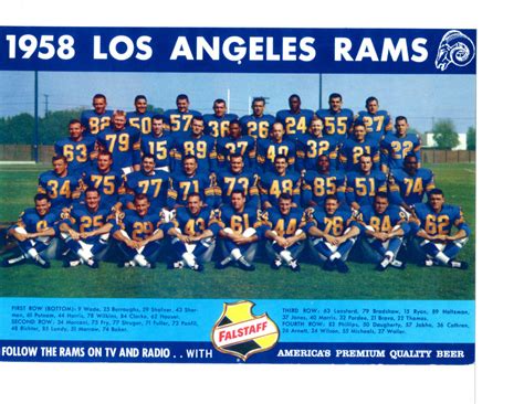 1958 Los Angeles Rams 8x10 Team Photo Wade Falstaff Football Nfl Hof