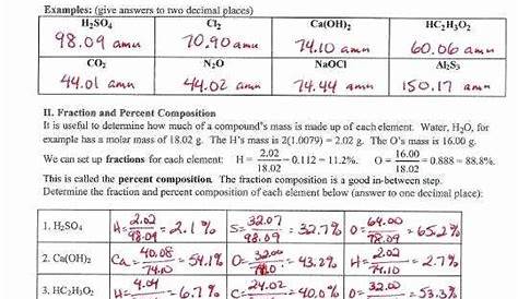 Chemistry Percent Composition Worksheet