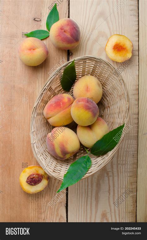 Peaches Wicker Basket Image And Photo Free Trial Bigstock