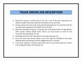 Commercial Truck Driver Job Description Pictures