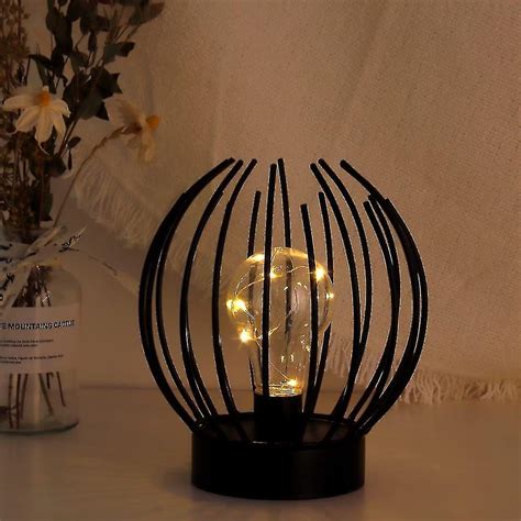 Battery Operated Metal Cage Table Lamp Rechargeable Battery Lamp With