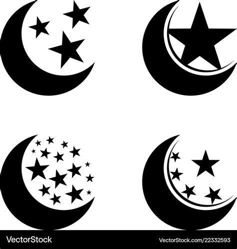 Set Moon And Stars Royalty Free Vector Image Vectorstock