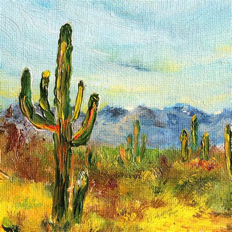 Cactus Painting Arizona Original Art National Park Saguaro Etsy