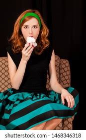 Redhead Girl Secretly Eating Cake Stock Photo Shutterstock