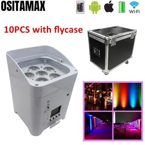 Pcs Flightcase Led Par Light Wireless Uplight X W Rgbwa Uv Wifi